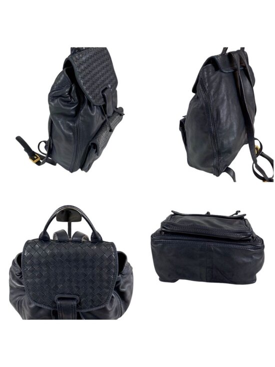 Bottega Veneta Drawstring Backpack Intrecciato Leather Navy main image 12